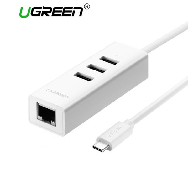 Ugreen USB C to Ethernet Adapter with Type C USB 2 0 HUB 3 Ports RJ45.jpg 640x640