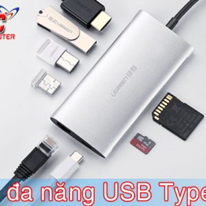 ugreen 50516 bo chuyen da nang usb type c to hdmi lan usb 3 0 sd tf sac type c 6273