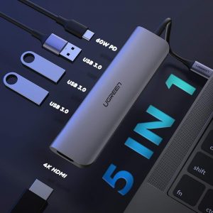 UGREEN USB C Hub 5 in 1 Type C 3.1 to 4K HDMI, 3 USB 3.0 Ports, PD Charging Port Multiport Adapter - Image 4