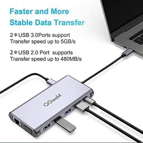 QGeeM 3 in 1 USB C Hub HDMI USB C Adapter